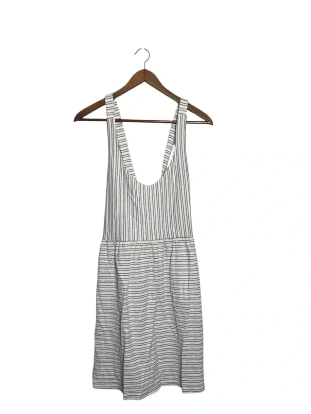 LOFT NWT Beach White Gray Striped Nautical Criss Cross Back Summer Dress